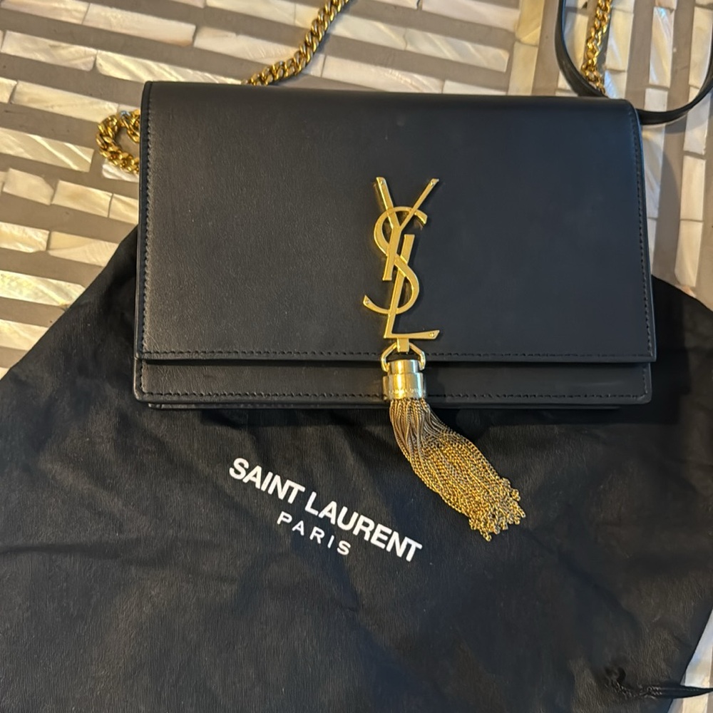 YSL Kate Small Tassle Handbag in Black